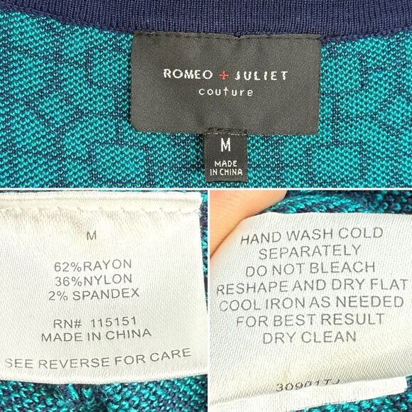 Romeo Juliet Couture Bodycon Dress Womens Size M Short Sleeve Fitted Knit - Picture 12 of 16